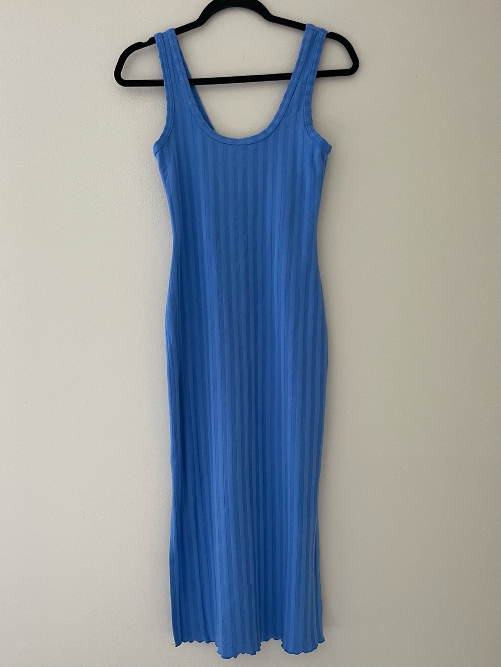 AERIE Blue Ribbed Tank Midi Dress